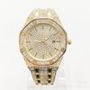 AliExpress popular hip hop hipster MC rap esfera octogonal llena de diamantes con calendario reloj de pulsera con correa de acero al por mayor