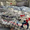 Lindo Gato Lavable Algodón Juego de Cuatro Piezas Toalla Clase A Bordado Funda Nórdica Ropa de Cama Nantong Ropa de Cama para Dormitorio Sábana de Cama Juego de Tres Piezas 4