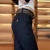 Calça Casual Masculina de Inverno de Alta Qualidade Slim Corte Reto 2026 Nova Calça Social Masculina Elástica Estilo Primavera e Outono