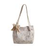 Bolsa Grande Feminina Estampada com Borboletas Pequenas e Frescas 2024 Verão Novo Estilo Artístico Bolsa de Ombro Bolsa Tote de Classe