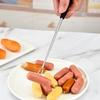 Garfo Retrátil de Aço Inoxidável para Cachorro-Quente e Milho, Garfo de Comida, Utensílios para Churrasco, Cabo de Plástico, Agulha de Assar, Garfo de Assar