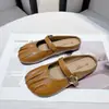 Pantuflas de Media Punta Abiertas para Mujer, Adecuadas para Usar al Aire Libre, Nuevo Estilo Francés Primavera 2026, Amarillas, Combinan con Faldas, Zapatillas Mary Jane para Mujer