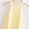 2025 Novo Estilo de Verão Estilo Europeu e Americano Moda Feminina Vestido Curto com Barra Larga Ondulada e Decote Halter para Mulheres 2858777