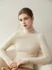 Tejido clásico sin costuras, cachemira pura, cuello alto, suéter ajustado para mujer, perfecto como capa interior o capa base para usar debajo de un abrigo en otoño e invierno