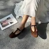 1701-18 Estilo Nuevo Hebilla T Color Sólido Estilo Chanel Cómodos Originales Piel Genuina Zapatos de Moda para Mujer