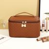 Bolsa Cosmética de PU de Gran Capacidad y Alta Calidad con Textura de Bambú, Bolsa Portátil para Almacenamiento de Cosméticos, Bolsa Impermeable para Artículos de Aseo