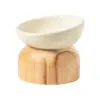 Cuenco Inclinado de Color Sólido Casual con Tocón de Madera Cerámica Doméstica para Mascotas Antivuelco Cuenco para Gatos Cuenco para Perros Protección del Cuello Cuenco de Agua Cuenco de Comida