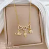 [Acero de Titanio] Collar con Colgante de Zirconia en Forma de Llave con Diamantes Completos, Estilo Palacio Lujoso, Cadena Versátil para la Clavícula para Mujeres, Cadena de Acero de Titanio