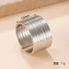 Anel largo de aço inoxidável para homens, anel de joia com textura vintage personalizado prensado a óleo, fornecimento transfronteiriço