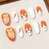 Arte de Uñas Largo Brillante con Forma de Almendra con Lindo Diseño de Conejito de Pascua y Zanahoria para Exportación, Mayoreo