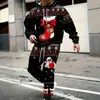 Série de Natal Tk Export Aliexpress Impressão Digital Transfronteiriça Conjunto com Capuz Casual Casal Conjunto de Moletom