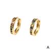 Atacado de fábrica brincos de círculo banhados a ouro de cobre 18K Vento frio INS levemente incrustados com zircônio colorido design redondo fivela de orelha tendência