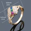 Serie Arco Iris Moda Europea y Americana Anillos de Circonita de Colores Microincrustados Joyería para Mujer