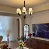 Lámpara colgante de noche de dormitorio color crema estilo francés, tira larga flor pastoral princesa femenina borla lámpara de barra de bar