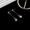Pendientes Geométricos Largos de Circonita Estilo Coreano, Nuevos Pendientes Versátiles de Personalidad Brillantes para Mujer, Acero Inoxidable Estilo Coreano