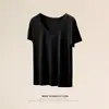 [Set de Caja de Regalo] Camiseta Fresca de Color Sólido Elegante, Cuello en U, Simple, para Primavera y Verano, Moda Casual Versátil, Acetato, Manga Corta