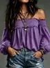 2026 Otoño/Invierno Transfronterizo Nuevo Amazon Wish Camisa de Manga Abullonada Casual de Color Sólido para Mujer Europea y Americana