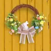 Nuevo Colgante de Puerta de Huevo de Espuma Transfronterizo Decoración del Hogar Decoración de Lazo para Fotografía Corona de Conejo de Pascua Conejo Artificial