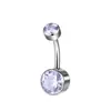 Piercing de Umbigo Personalizado em Titânio da Fábrica Original, Piercing de Titânio F136 com Zircônia nas Duas Pontas e Rosca Interna, Argola de Umbigo para Mulheres