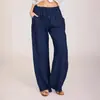 Ropa de mujer transfronteriza 2024 nueva europea y americana Amazon eBay Europa y América talla grande suelta algodón y lino pantalones casuales mujeres