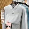 Camisa Polo de Manga Longa de Algodão Puro de Alta Qualidade para Homens, Outono Quente, Camiseta Masculina Leve para Negócios Casuais, Respirável, Gola Polo, Peça Única Dropshipping