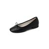 Piel de Cabra Súper Suave Ropa de Trabajo Cómoda Zapatos Planos con Lazo 2025 Otoño Punta Redonda Cuero Genuino Boca Baja Suela Suave Zapatos Planos Pequeños para Mujer