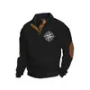 Amazon Best-Selling Transfronterizo Otoño e Invierno Talla Europea Hombre Casual al Aire Libre Cuello Alto Imitación Manga Larga Estampado Sudadera con Tres Botones