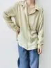 Nueva oferta especial: Camisa casual tipo suéter de seda estilo francés para mujer, holgada y sedosa, verde claro, blusa de manga larga de alta gama