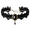 Collar de Venta Caliente Transfronterizo Europeo y Americano Gargantilla Gótica Retro Punk Collar de Encaje Cadena de Cuello Trenzada Cadena para Clavícula para Mujeres