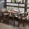 Conjunto de Mesa e Cadeiras de Madeira Maciça de Três Peças em Estilo Antigo para Apartamentos Pequenos, Mesa de Jantar Quadrada de Camada Dupla, Mesa de Chá para Lazer na Varanda