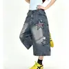 Jeans cropped estilo high street americano com estrela de cinco pontas para mulheres, novo modelo de verão 2026, solto, casual, modelador, calças femininas de comprimento médio de perna reta