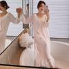 Benmingnian Big Red Fada Modal Nightdress Mulheres Corte Estilo Noiva recém-casada Pijamas Outwear Home Clothes