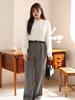 Pantalones de Traje Rectos de Pierna Ancha de Cintura Alta Talla Grande Runqi 8881 para Mujer Estilo OL Casual Pantalones Largos