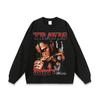 Rap retrato estampa hip hop americano retrô high street wash casual camiseta de manga comprida base masculina e feminina camiseta curta