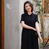 Vestido Yun Yun Gola Polo Comprimento Médio Estilo High-End Feminino 2026 Primavera e Verão Novo Preto Elegante Versátil