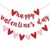 Decoración Día de San Valentín Guirnalda de Corazones Melocotón Bandera Brillante Feliz Día de San Valentín Decoración Colgante Espiral de Corazones