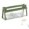 Bolsa Triangular Estéreo de Lona de PVC con Doble Capa y Cremallera para Lápices, Bolsa Portátil de Cosméticos para Estudiante de Primaria, Bolsa Grande para Papelería de Examen, Venta al por Mayor