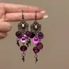 Pendientes Bohemios Retro Étnicos con Borlas Moradas Diseño de Nicho Moda Simple Elegantes Versátiles