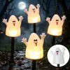 Nuevas Luces Solares de Calabaza para Halloween con Cinco Luces Insertadas en el Suelo, Luces de Terror de Fantasma, Bruja y Esqueleto con Etiquetado Transfronterizo