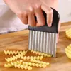 Cortador de Patatas Ondulado de Acero Inoxidable Herramienta de Cocina para Cortar Patatas, Uso Doméstico Cortador Corrugado para Papas Fritas