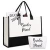 Venta Caliente Transfronteriza Amazon AliExpress Dama de Honor Bolsa Tote de Lona Blanca y Negra Bolsa de Maquillaje Boda Nupcial