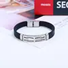 Joyería Europea y Americana al por Mayor Pulseras de Acero de Titanio para Hombres Accesorios Sencillos Fuente de Suministro Taobao Joyería de Mano de Acero Inoxidable y Silicona al por Mayor