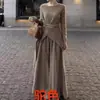 Diseño Coreano Prendas de Punto Asimétricas Pantalones de Pierna Ancha Conjunto de Dos Piezas Nuevo Otoño e Invierno 2025 Traje Perezoso Elegante para Mujer
