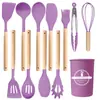 Juego de 12 Piezas de Espátula de Silicona y Cuchara para Sopa, Espátula de Silicona Antiadherente, Espátula de Silicona de Grado Alimenticio para el Hogar, Juego de Utensilios de Cocina de Silicona