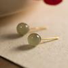 Pendientes Redondos Sencillos de Jade de Plata S925 Nalan Versátiles Pequeños y Exquisitos Joyería de Oreja de Gama Alta para Mujeres M00064