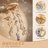 Anel de madeira natural transfronteiriço apanhador de luz de cristal borboleta franja de cristal multifacetada ornamento pendurado pingente de cristal