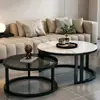 Mesa de centro redonda combinada moderna de luxo leve para sala de estar de casa, apartamento pequeno, mesa de centro simples aninhada para varanda de casa de aluguel
