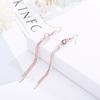 Nuevos aretes creativos de borla de moda para mujer, acero de titanio, oro rosa, cubo, circonita inteligente, aretes largos al por mayor