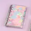 2027 Cuaderno con Corazón Girly y Arena Flotante con Aceite, Anillado A6, Transparente de PVC con Brillo, Cuaderno Funcional