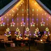 Nuevas luces de cortina de Navidad en forma de Papá Noel y árbol de Navidad, luces decorativas LED para habitación y escaparates